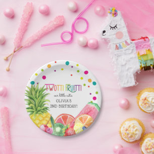 Cute Summer TWO-tti Fruitti Fruit 2nd Birthday Paper Plate
