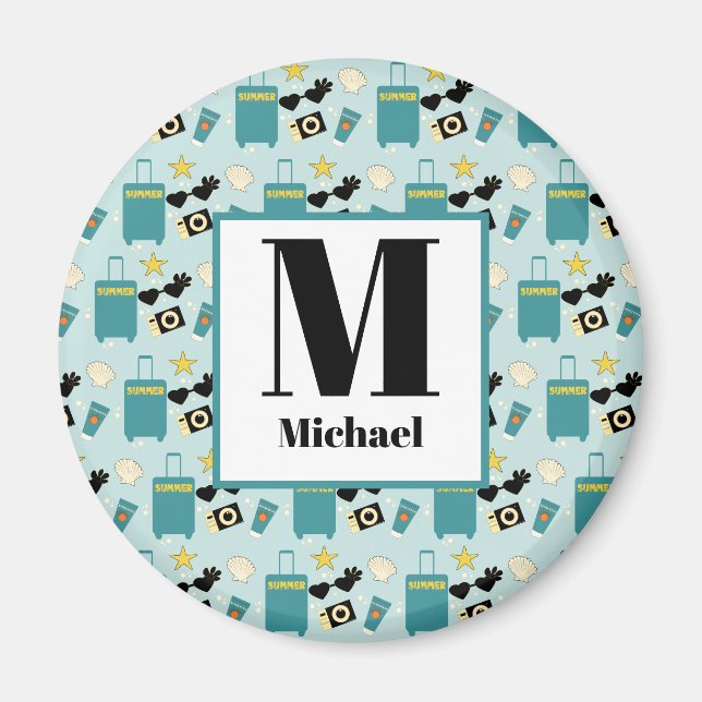 Cute Summer Vacation Elements Magnet (Front)