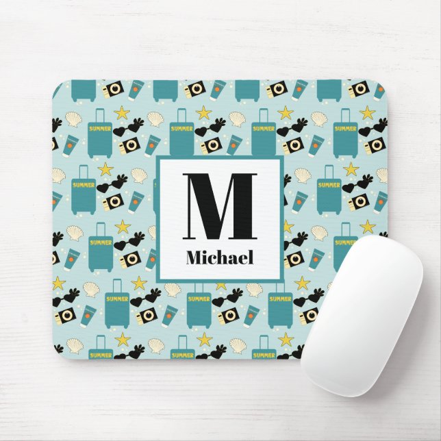 Cute Summer Vacation Elements Mousepad (With Mouse)