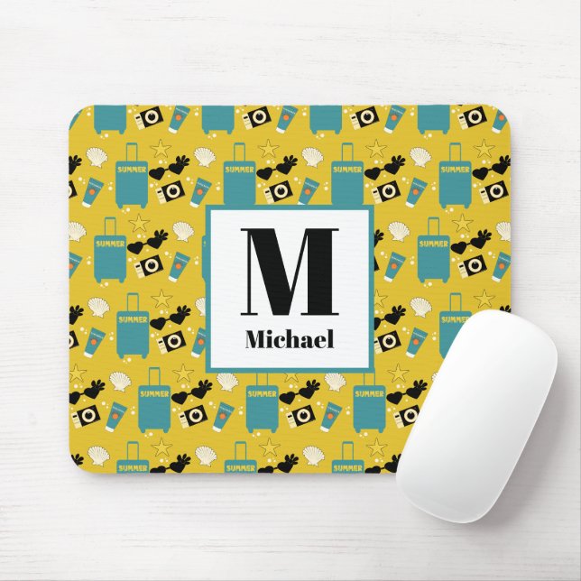 Cute Summer Vacation Elements Mousepad (With Mouse)