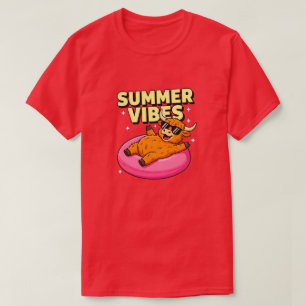 Cute Summer Vibes Highland Cow Sunglasses T-Shirt