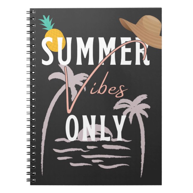 Cute Summer Vibes Only Beach Notebook (Front)