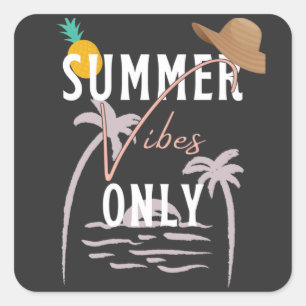 Cute Summer Vibes Only Beach Square Sticker