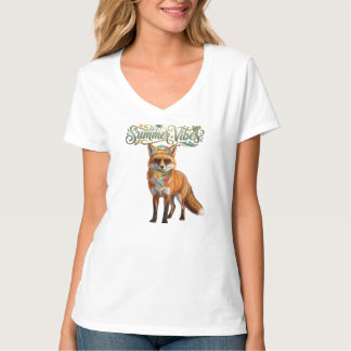 Cute Summer Vibes Red Fox Boho Bandanna Graphic T-Shirt