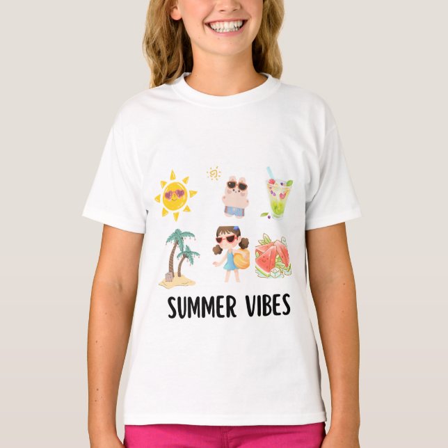 cute summer vibes shirt for kids. (Front)