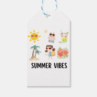 cute summer vibes shirt for kids. gift tags