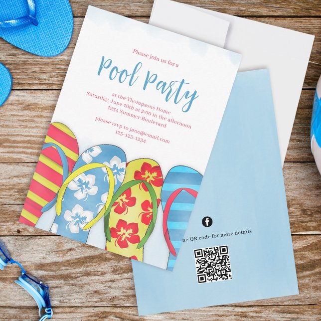 Cute Summer Watercolor Party Custom Invitation (Creator Uploaded)