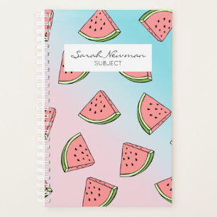 Cute summer watermelon pattern pastel pink & blue planner