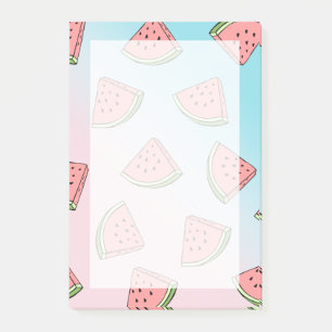 Cute summer watermelon pattern pastel pink & blue post-it notes