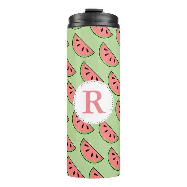 Cute Summer Watermelons Monogram Thermal Tumbler (Front)