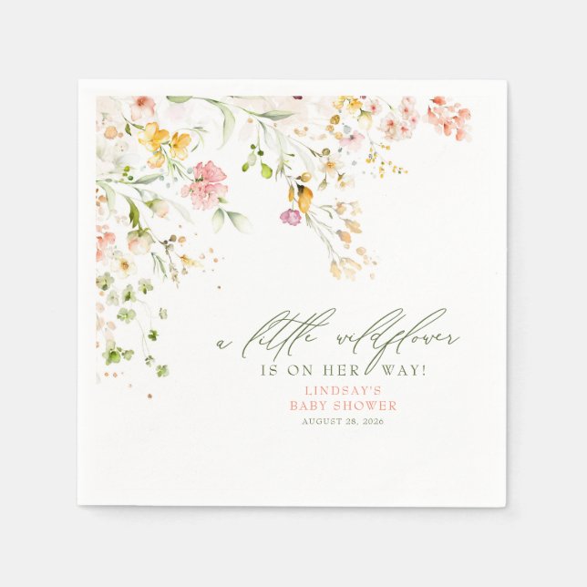 Cute Summer Wildflowers Baby Shower Napkin (Front)