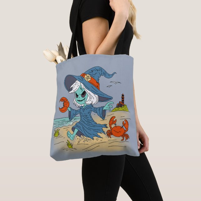 Cute Summer Witch Tote Bag (Close Up)