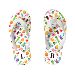 Cute Summertime Insects Kid's Flip Flops