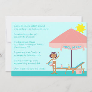 Cute summertime pool party 5x7 invitation