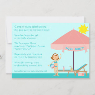 Cute summertime pool party 5x7 invitation