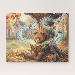 Cute Summertime Study Reading Bear Jigsaw Puzzle