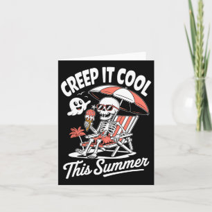 Cute Summerween Ghost Funny Beach Halloween Card