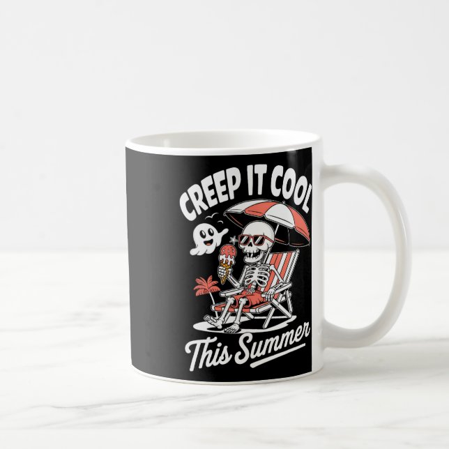 Cute Summerween Ghost Funny Beach Halloween  Coffee Mug (Right)