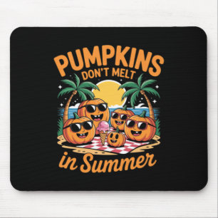 Cute Summerween Ghost Funny Beach Halloween Mouse Mat