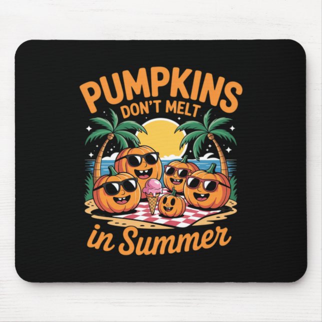 Cute Summerween Ghost Funny Beach Halloween Mouse Mat (Front)
