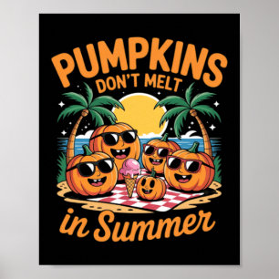 Cute Summerween Ghost Funny Beach Halloween Poster
