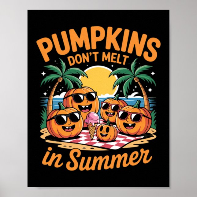 Cute Summerween Ghost Funny Beach Halloween Poster (Front)