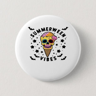 Cute Summerween Vibes Skeleton IceCream Summer Vac 6 Cm Round Badge
