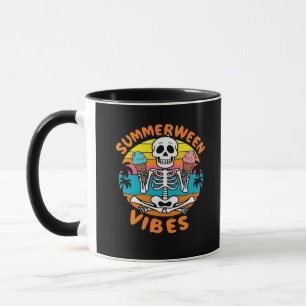 Cute Summerween Vibes Skeleton IceCream Summer Vac Mug