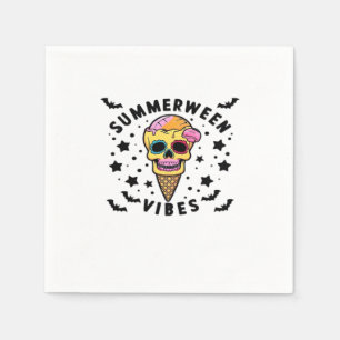Cute Summerween Vibes Skeleton IceCream Summer Vac Napkin