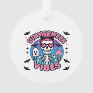 Cute Summerween Vibes Skeleton IceCream Summer Vac Ornament