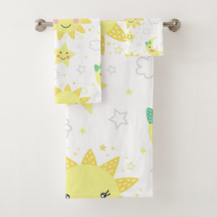 Cute Sun And Moon Bath Towel Set