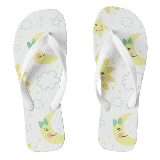 Cute Sun And Moon Flip Flops (Footbed)