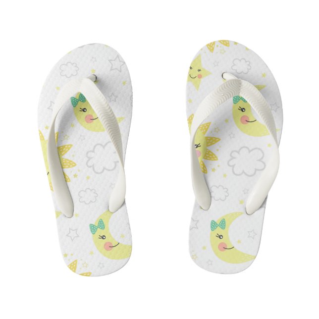 Cute Sun And Moon Kid's Flip Flops (Footbed)