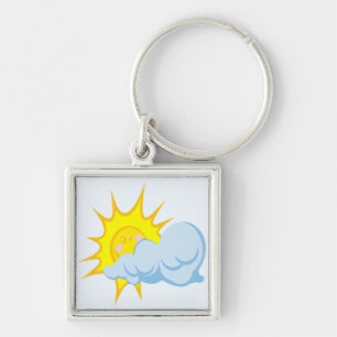 Cute Sun Behind a Cloud Key Ring