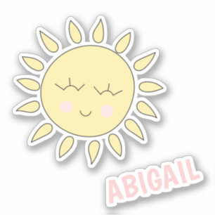 Cute Sun Cartoon - Personalised Kids'  Sticker