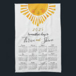 Cute Sun Elegant 2025 Calendar Name Monogram Tea Towel<br><div class="desc">Create a unique personalised 2025 calendar kitchen towel with a cute sun illustration. This adorable design will tell your loved ones about their days to Thrive and Shine during the year. It's great that there are 365 days to Thrive and Shine in 2025. It's a lovely gift idea for Thanksgiving...</div>