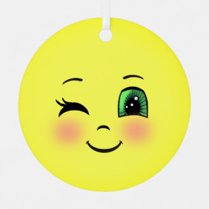 Cute Sun Happy Face Emoji Metal Tree Decoration