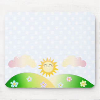 Cute sun kawaii cartoon mouse mat