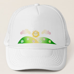 Cute sun kawaii cartoon trucker hat