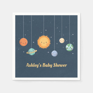 Cute Sun Planets Space Themed Baby Shower Napkin