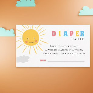 Cute Sun Smiling Sunshine Diaper Raffle Ticket Enclosure Card