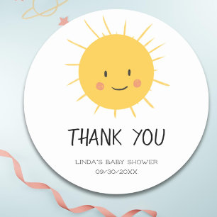 Cute Sun Smiling Thank You  Classic Round Sticker