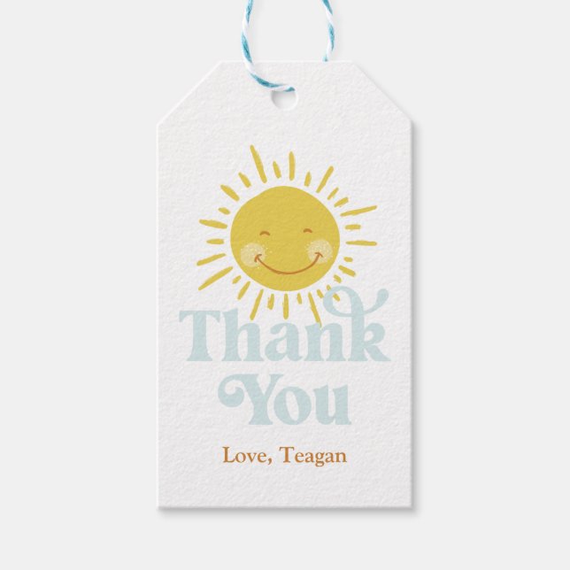 Cute Sun Thank You Gift Tags (Front)