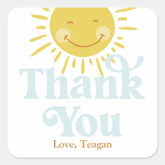 Cute Sun Thank You Stickers (Front)
