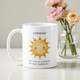 Cute Sun Watercolor "You Are My Sunshine" Text  Coffee Mug