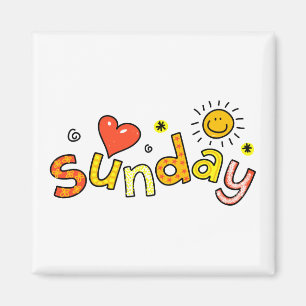 Cute Sunday Week Day Greeting Text Expression Magnet