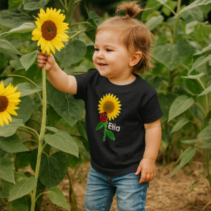 Cute Sunflower Baby (Add Name) Fine Jersey T-Shirt