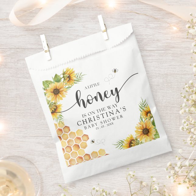 Cute Sunflower Bee Baby Shower Favour Bags (Clipped)