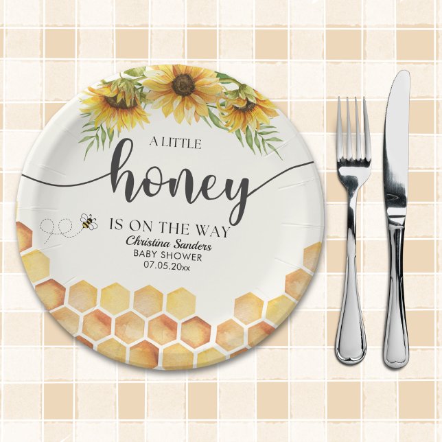 Cute Sunflower Bee Baby Shower Paper Plate (Creator Uploaded)