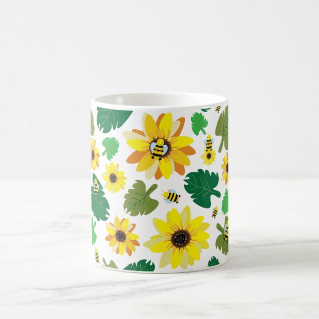 Cute Sunflower Bee Coffee Mug (Center)